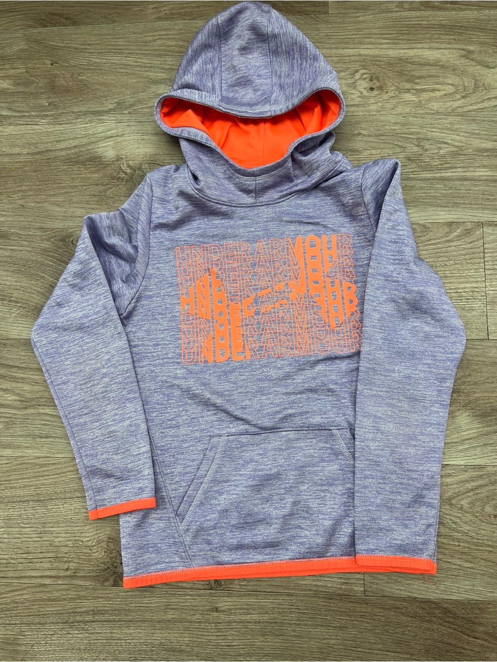 Under Armour Kids Purple Heather Hoodie with Orange Accents